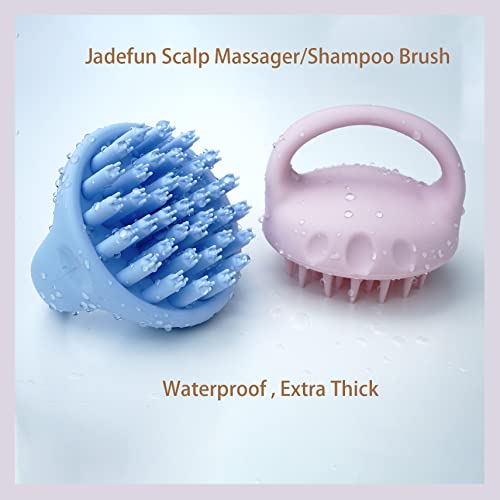jadefun 100% Silicon Manual Scalp Massager Exfoliator Waterproof Head Scrubber Shampoo Brush for Shower Soft and Gentle for Men Women Boys Girls Kids