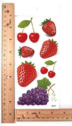 3D berry strawberry grapes temporary tattoo waterproof body art