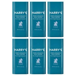 harry’s extra-strength antiperspirant – odor & enhanced sweat control antiperspirant for men – stone (6 count)