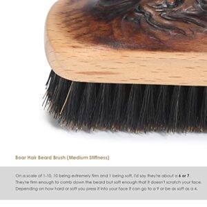 Beard Brush，BESTOOL Boar Bristle Beard Brush Comb Set for Men Wooden Beard Brush Grooming Kit for Growth, Styling, Smoothing, Makes a Great Gift for Him