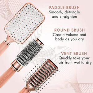 Hair Brush Set - Luxury Hairbrushes for Detangling, Blow Drying, Straightening - Suitable for All Hair Types by Lily England (Rose Gold)