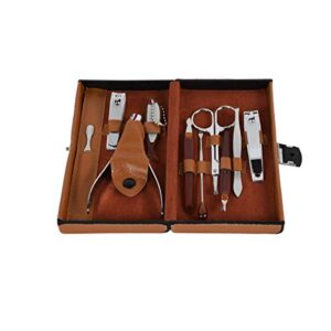 treasure gurus 10 pc manicure pedicure tool kit grooming set heavy duty nail clipper nipper tweezers case
