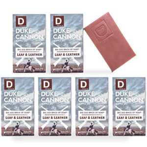 duke cannon supply co. big ass brick of soap bar for men leaf + leather (amber & woodsy scent) multi-pack – superior grade, extra large, masculine scents, all skin types, paraben-free, 10 oz (6 pack)