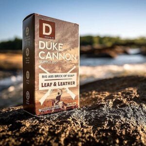 Duke Cannon Supply Co. Big Ass Brick of Soap Bar for Men Leaf + Leather (Amber & Woodsy Scent) Multi-Pack - Superior Grade, Extra Large, Masculine Scents, All Skin Types, Paraben-Free, 10 oz (6 Pack)