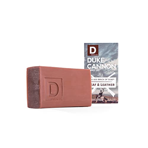 Duke Cannon Supply Co. Big Ass Brick of Soap Bar for Men Leaf + Leather (Amber & Woodsy Scent) Multi-Pack - Superior Grade, Extra Large, Masculine Scents, All Skin Types, Paraben-Free, 10 oz (6 Pack)