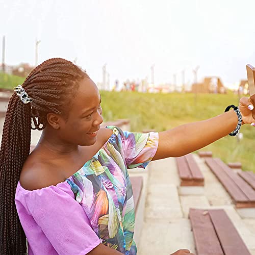 Bracelet Hair Ties With Gold Silvery and Beige Elastic,2 in 1 No Crease Hair Ponytails & Elastic,Looks Cute On Your Wrist And Great In Your Hair (3PCS, Black Silver-A)