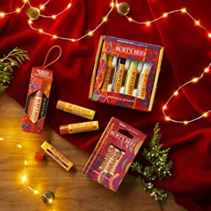 Burt's Bees Kissable Color Holiday Gift Set, 3 Lip Shimmers in Gift Box, Warm Collection in Peony, Fig & Rhubarb