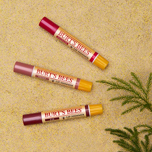 Burt's Bees Kissable Color Holiday Gift Set, 3 Lip Shimmers in Gift Box, Warm Collection in Peony, Fig & Rhubarb