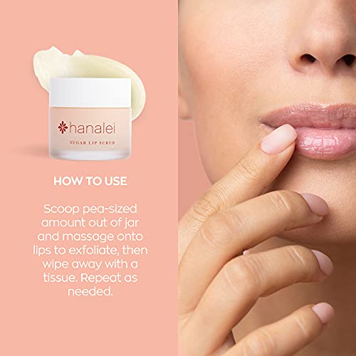 Vegan and Cruelty-Free Sugar Lip Scrub Exfoliator by Hanalei – Made with Hawaiian Cane Sugar, Kukui Oil, and Shea Butter to Exfoliate, Smooth, and Brighten Lips Made in the USA (22 g)