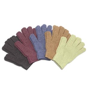 MIG4U Shower Exfoliating Scrub Gloves Medium to Heavy Bathing Gloves Body Wash Dead Skin Removal Deep Cleansing mitts for Women and Men 5 Pairs 5 Colors