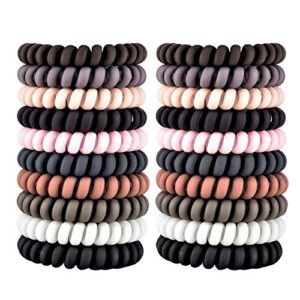 79style 30pcs spiral hair ties no crease traceless phone cord matte ponytail holder coil scrunchies plastic hair coils for women girls (matte10 color-large size)