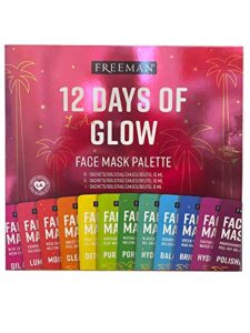 freeman beauty glow face mask for skin care, with clay, peel-off, sugar, and mud masks, set of 12