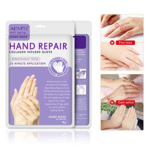 5 Pairs Hands Moisturizing Gloves - Hand Peel Mask Exfoliating Gloves, Hand Repair Glove for Dry Hands Treatment, Remove Dead Skin, Cracked Hands for Women or Men (Lavender Hand Mask)