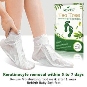 Foot Peel Mask 3 Pack, Exfoliating Foot Sock Mask, Baby Soft Foot Mask, Peel Away Calluses & Dead Skin, Repair Rough Heels in 1-2 Weeks, Build Silky and Soft Feet for Men & Women, Tee Tree Essence