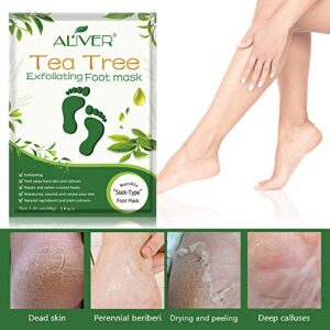 Foot Peel Mask 3 Pack, Exfoliating Foot Sock Mask, Baby Soft Foot Mask, Peel Away Calluses & Dead Skin, Repair Rough Heels in 1-2 Weeks, Build Silky and Soft Feet for Men & Women, Tee Tree Essence