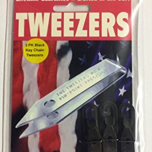 3 Pack Black Oxide Uncle Bill's Sliver Gripper Precision Key Chain Tweezers