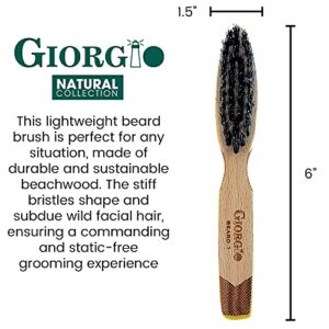 Giorgio G87 2.5 Inch Gentleman's Tokyo Folding Pocket Comb, Flexible Men's Hair, Beard and Mustache Pocket Comb. Hand-Made of quality Durable Cellulose Acetate + GBRD1 6 Inch Beard and Mustache Brush