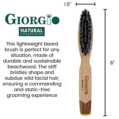 Giorgio G87 2.5 Inch Gentleman's Tokyo Folding Pocket Comb, Flexible Men's Hair, Beard and Mustache Pocket Comb. Hand-Made of quality Durable Cellulose Acetate + GBRD1 6 Inch Beard and Mustache Brush