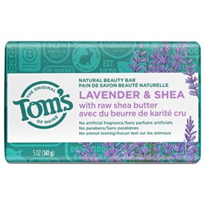 Tom's of Maine Natural Beauty Bar Soap, Lavender & Shea With Raw Shea Butter, 5 oz. 6-Pack