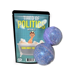 tired of politics bath balls – funny bath bombs, xl black amethyst fizzers, handcrafted, made in the usa, 2 count