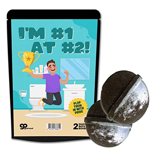 I’m Number 1 at Number 2 Bath Bombs – 2 Giant Root Beer Fizzers Mens Bath Set Novelty Gift for Dads Handmade Artisan Stocking Stuffers for Teen Boys Girls