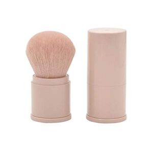 rn beauty retractable powder brushes foundation brush blush brush bronzer brush face blender brush professional mineral blending buffing kabuki makeup application portable with cover – leather pink