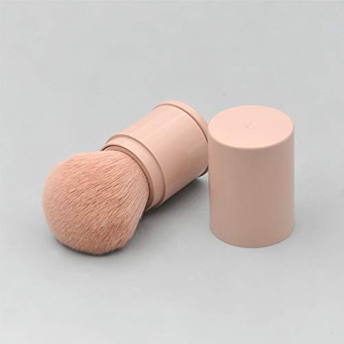 RN BEAUTY Retractable Powder Brushes Foundation Brush Blush Brush Bronzer Brush Face Blender Brush Professional Mineral Blending Buffing Kabuki Makeup Application Portable With Cover - Leather Pink