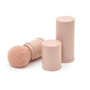 RN BEAUTY Retractable Powder Brushes Foundation Brush Blush Brush Bronzer Brush Face Blender Brush Professional Mineral Blending Buffing Kabuki Makeup Application Portable With Cover - Leather Pink