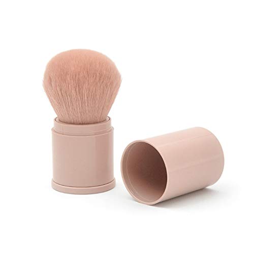 RN BEAUTY Retractable Powder Brushes Foundation Brush Blush Brush Bronzer Brush Face Blender Brush Professional Mineral Blending Buffing Kabuki Makeup Application Portable With Cover - Leather Pink