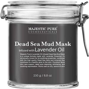 majestic pure dead sea mud mask with lavender oil – natural face and skin care – helps reducing pores and appearances of acne and blackheads – soothing, therapeutic, and nourishing – 8.8 oz