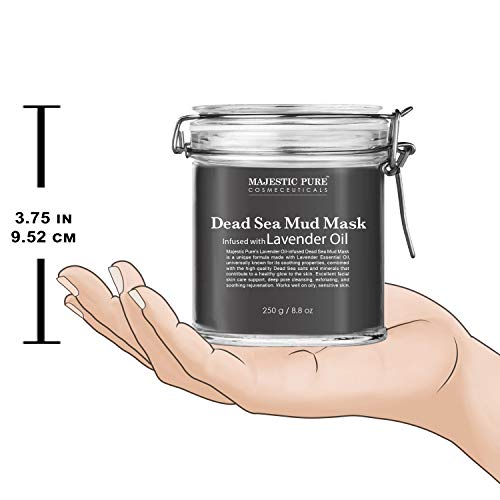 MAJESTIC PURE Dead Sea Mud Mask with Lavender Oil - Natural Face and Skin Care - Helps Reducing Pores and Appearances of Acne and Blackheads - Soothing, Therapeutic, and Nourishing - 8.8 oz