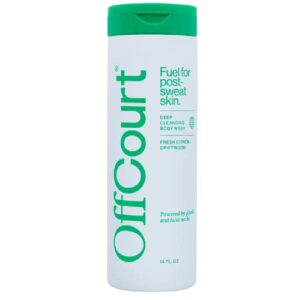 offcourt sulfate-free body wash for men & women – non-drying exfoliator with glycolic & lactic acids leaves skin fresh & smooth with fresh citrus and driftwood, 14 fl. oz (pack of 1)