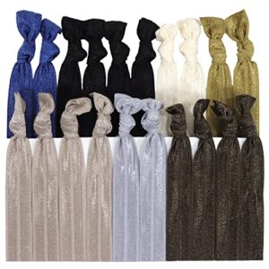 neutral tones hair ties no crease ponytail holders (available in lots of pack quantities) – ouchless elastic styling accessories pony tail holder ribbon bands – by kenz laurenz (50 pack)