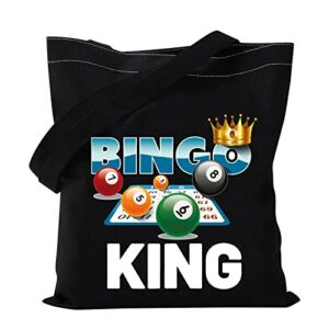 vamsii bingo king tote bag bingo gifts for men bingo player gifts bingo lovers gifts bingo accessories bag canvas (tote bag)