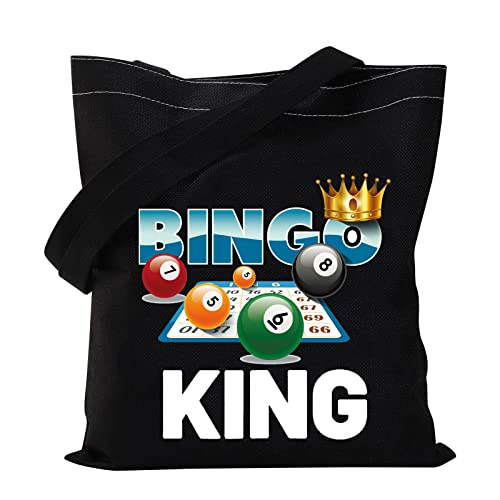 VAMSII Bingo King Tote Bag Bingo Gifts for Men Bingo Player Gifts Bingo Lovers Gifts Bingo Accessories Bag Canvas (Tote Bag)