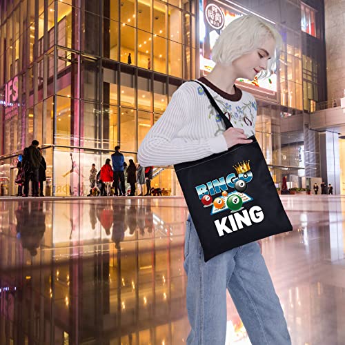 VAMSII Bingo King Tote Bag Bingo Gifts for Men Bingo Player Gifts Bingo Lovers Gifts Bingo Accessories Bag Canvas (Tote Bag)