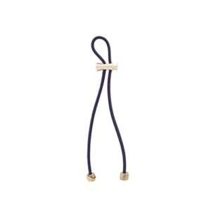 pulleez plus sliding ponytail holder, 11″ – gold knot metal charms – navy elastic hair tie bracelet