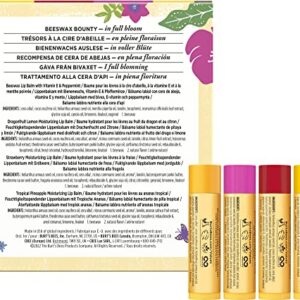 Burt's Bees Gifts, 4 Lip Balm Products, In Full Bloom Set - Original Beeswax, Dragonfruit Lemon, Tropical Pineapple & Strawberry (4 Pack)