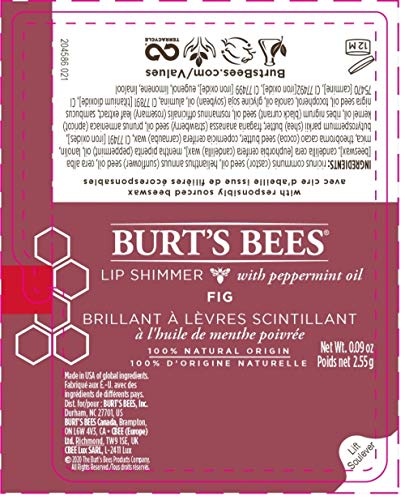 Burt's Bees Lip Balm Easter Basket Stuffers, Moisturizing Lip Shimmer Spring Gift for Women, for All Day Hydration, with Vitamin E & Coconut Oil, 100% Natural, Fig, 0.09 Ounce