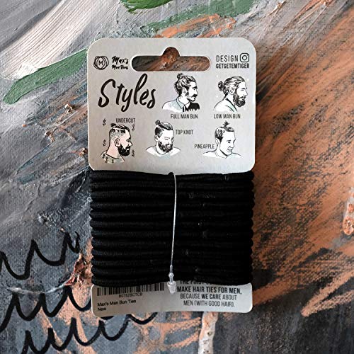 No Tangle, No Damage Soft Hair Elastics, Supports 7-8 Pounds of Hair, Metal Free - 12 Pack 4mm Strong Man Bun hair Ties