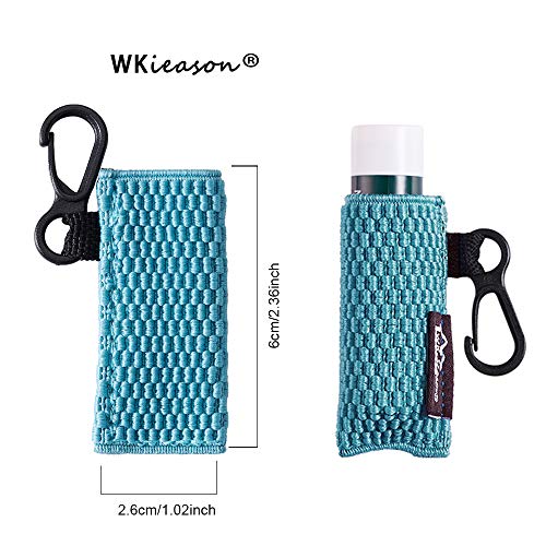 WKieason Lip Balm Sleeves Holder Keychain 3pcs Clip on Chapstick Keychain Holder Pouch Tight-Knit Elastic Lipstick Key Chain Holder (Black/Jade/Orange)