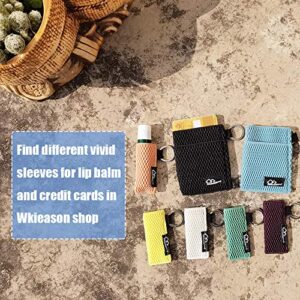 WKieason Lip Balm Sleeves Holder Keychain 3pcs Clip on Chapstick Keychain Holder Pouch Tight-Knit Elastic Lipstick Key Chain Holder (Black/Jade/Orange)