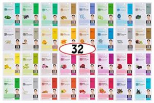 dermal 32 combo a+b set pack collagen essence full face facial mask sheet – the ultimate supreme collection for every skin condition day to day skin concerns