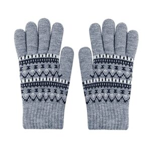 screen gloves snow flower warm knit winter gloves christmas gifts stocking stuffers for women fishing (grey, one size)