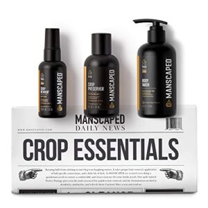 manscaped® crop essentials, male care hygiene bundle, includes refined™ body wash, crop preserver™ moisturizing ball deodorant, crop reviver™ body toner and magic mat™ disposable shaving mats
