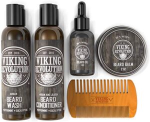 ultimate beard care conditioner kit – beard grooming kit for men softens, smoothes and soothes beard itch- contains beard wash & conditioner, beard oil, beard balm and beard comb- classic set