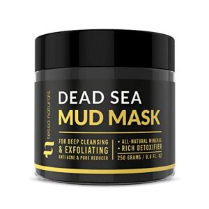 tn tessa naturals dead sea mud mask – enhanced with collagen – reduces blackheads, pores, acne, & oily skin – visibly healthier face & body complexion – all natural anti-aging formula for women & men