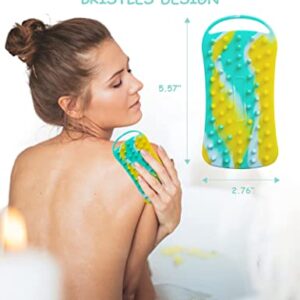 Silicone Exfoliating Body Scrubber Loofah Silicone Scalp Massager Shampoo Brush Soft Body Scrubbers for Use in Shower Lathers Well Easy to Clean 2 in 1 BSROLUNA (1 Pack Camouflage Green)