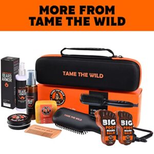 Tame The Wild Pro Beard Straightener Kit - Heated Beard Brush for Men - 12 Temp Settings - Beard Grooming Kit with Heat Protector Spray, Beard Soap, Beard Balm, Comb & Travel Case - Gift Set