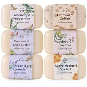 o naturals 100% natural bar soap – assorted 6 pcs soap gift set – organic ingredients & essential oils – spa gifts for women & men, body wash soap bar & face soap – natural soap – mother’s day gifts